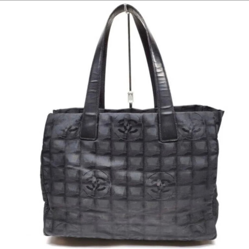 100% Authentic Pre-owned Chanel Nylon Black Tote Bag, 13.5x10x6